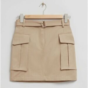 & Other Stories Belted Patch Pocket Cargo Skirt EUC Size 34